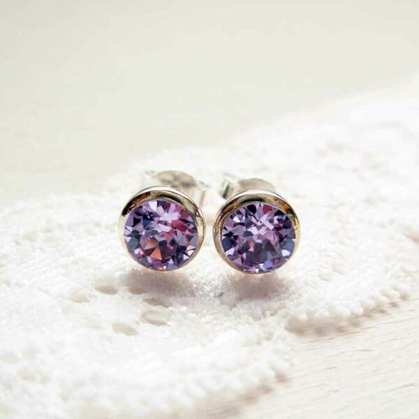 orecchini argento cristalli viola