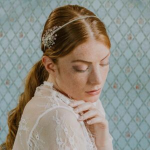 cerchietto sposa rosa e argento