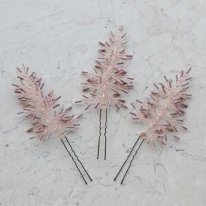 Pink fern wedding hairpin