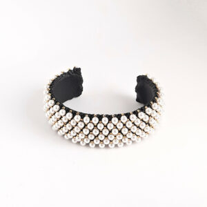 bracciale perle bianco nero