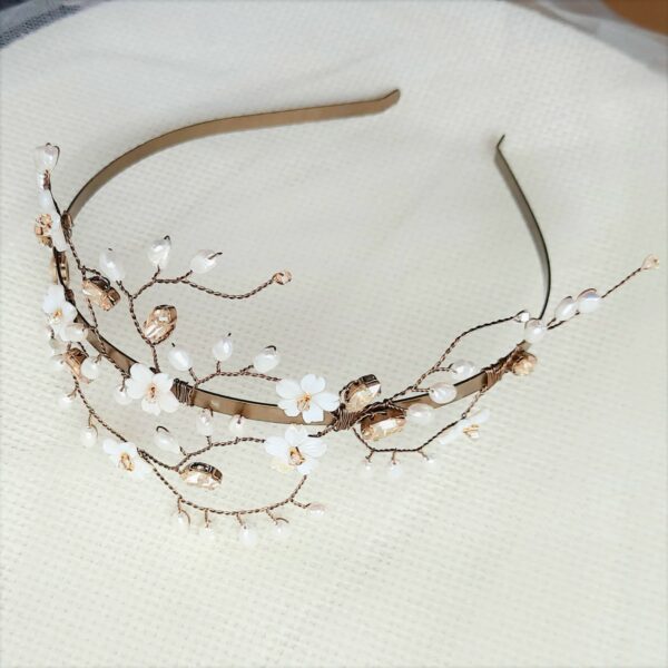 cerchietto fiori in madreperla