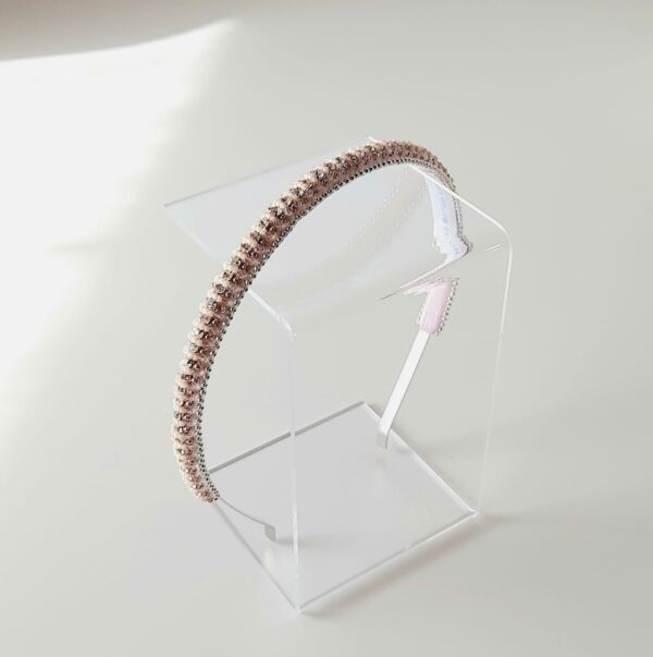 cerchietto ricamato rosa e argento