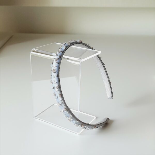 cerchietto ricamato azzurro polvere