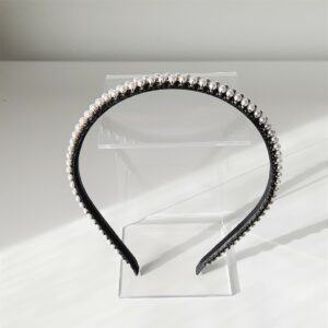 cerchietto con perle bianco nero e oro in stile chanel