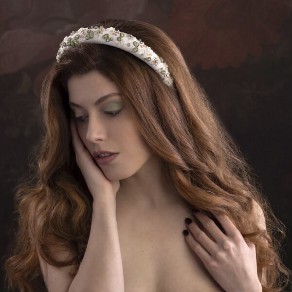 cerchietto ricamato motivi floreali