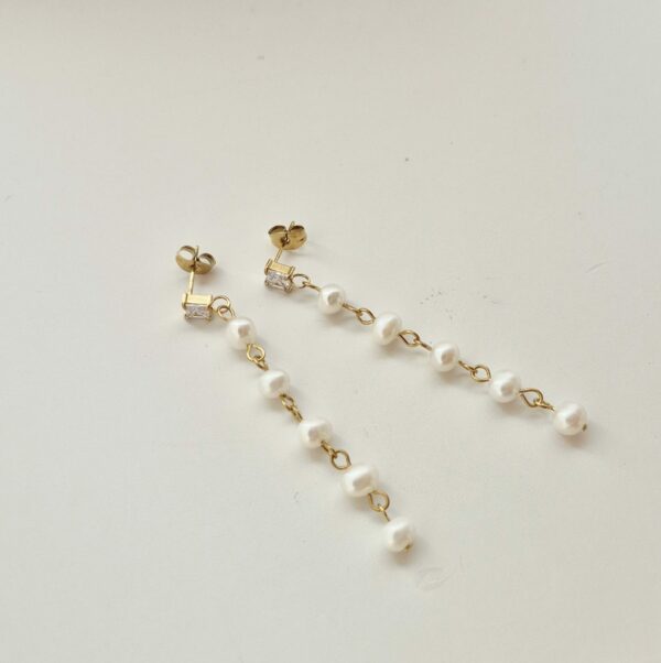 orecchini oro catena perle
