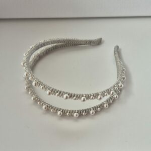 cerchietto doppio ricamato argento