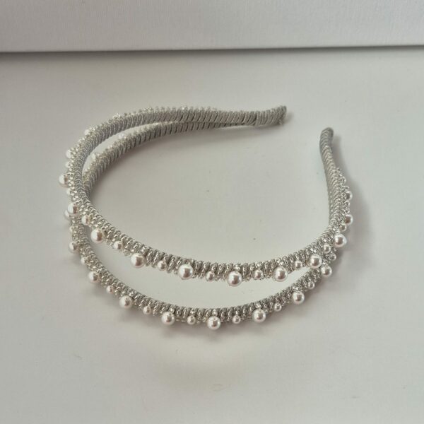 cerchietto doppio ricamato argento