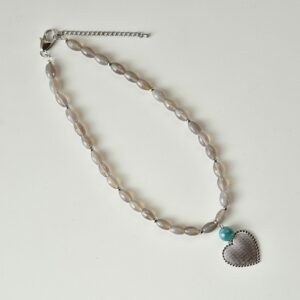 collier agata grigia cuore