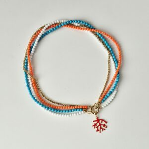 collier oro corallo turchese