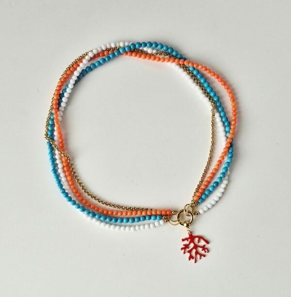 collier oro corallo turchese